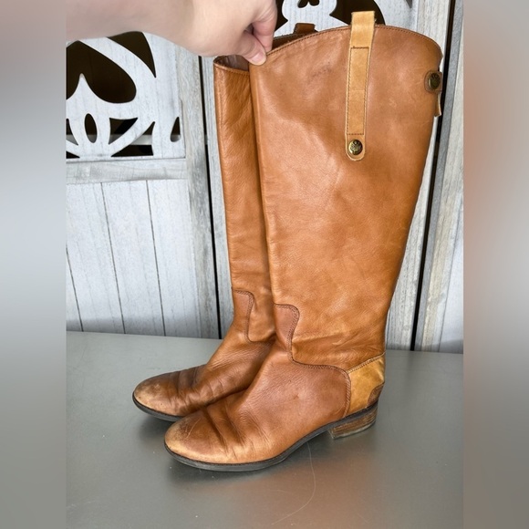 Sam Edelman Tall Penny Equestrian Riding Boots Size 9M Whiskey Tan Leather - Picture 1 of 7